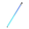 Langer, schlanker blauer Stift mit schwarzer Spitze und strukturiertem Körper.