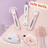 A collection of cute knife tools including a hand account, demolition express, and various mini cutters for mail and crafts.