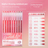 A set of nine lip glaze red colored pens and drawing notebook pens for painting and writing