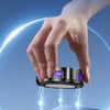 A hand holds a magnetic phone cooler with RGB lighting, demonstrating stable adsorption onto a smartphone.