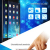 A hand touches a tablet displaying a vibrant screen, demonstrating the touch sensitivity of tempered glass screen protectors.