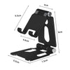Support de téléphone portable noir, portable, avec bras réglables et base plate.