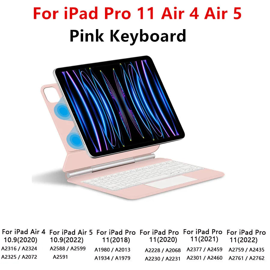 Pink keyboard cover for iPad Pro 11 Air 4 Air 5 model.