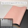 Pinkes Premium-PU-Leder-Deskmatte, gefaltet, mit verschiedenen Größenoptionen dargestellt.
