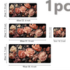 A set of three floral design mouse pads in various sizes and colors with non-slip rubber bases.