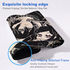 A close-up view of a black gaming mouse pad featuring an exquisite locking edge and anti-fraying stitched frame design.