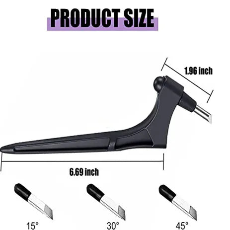 A black art cutting tool is shown with various angles: 15°, 30°, and 45°.