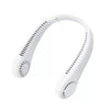 A white bladeless portable neck fan shown from the side.