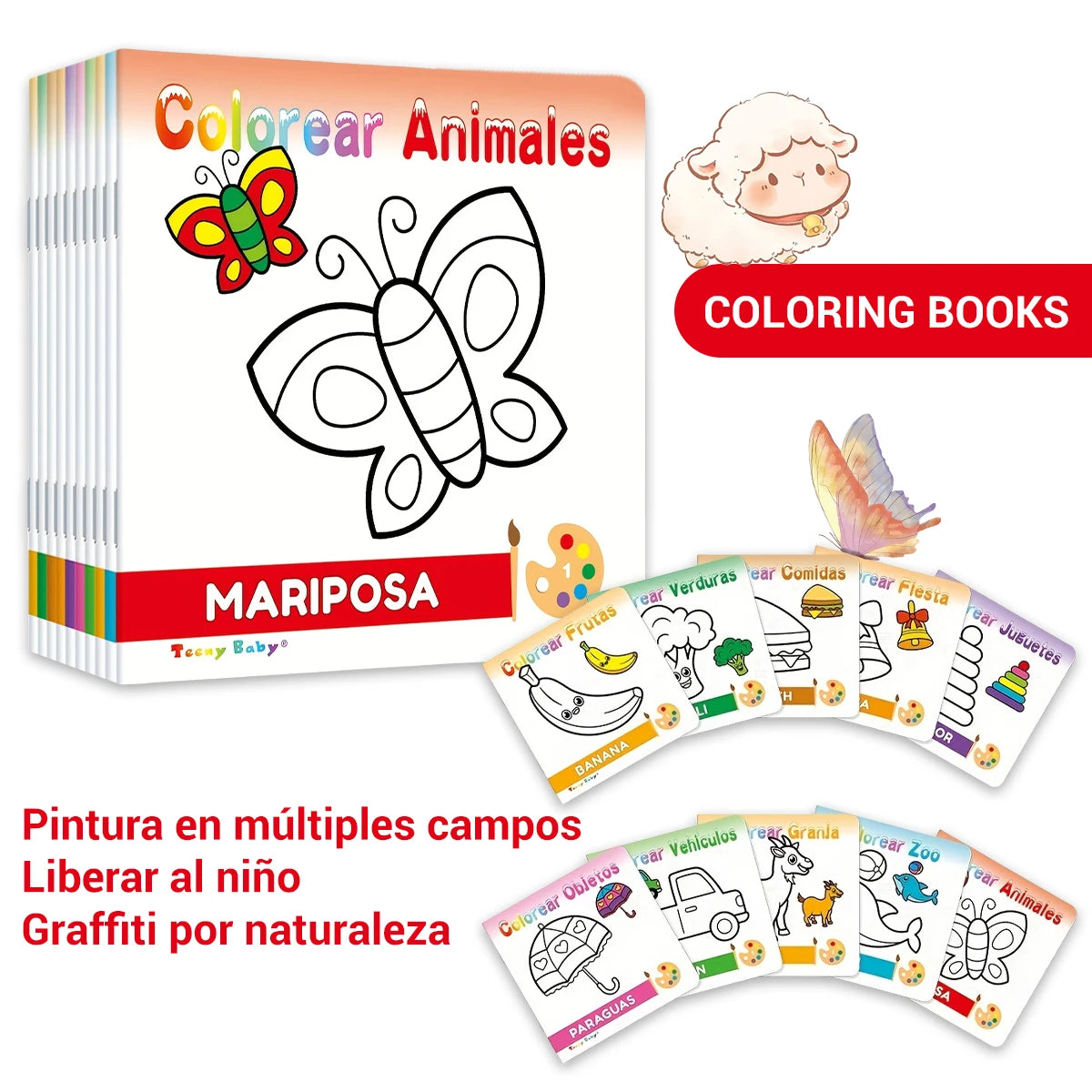 Malbuch mit Schmetterling und dem Titel Mariposa für Kinder