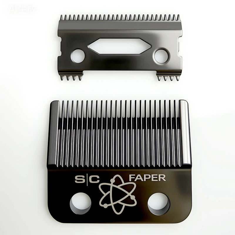 A black professional cordless hair clipper featuring precision fade blades and a tapered body.