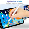 A hand is using a white magnetic stylus pen on a tablet screen to protect the display.