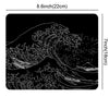 Black line art illustration of a large ocean wave crashing over a mountain.
