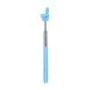 A blue telescopic stainless steel teaching pointer with a fist shape.