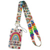 Rainbow autism awareness lanyard with colorful print and ID badge holder