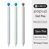 Three smooth gel pens in blue, green, and gray with a popup mechanism for writing