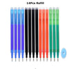 A set of 14 black and colored retractable gel pens for refill