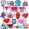 Cartoon medical badge reel holders featuring various medical professions like nurse and dentist