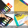 A set of A4 file folders with monthly dividers and color tabs featuring waterproof, elastic straps, and durable material.