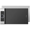 A matte black digital drawing tablet with a silver frame and control buttons.