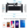 Black flexible car headrest mount designed to hold 4.7-12.9 inch phone tablets and phones