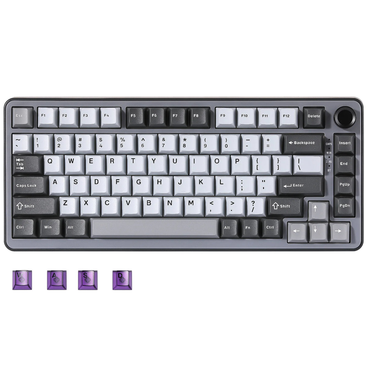 A gray 82-key wireless mechanical keyboard with a full layout and various function keys.