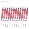 Twelve white long nib marker pens for deep hole marking on metal and wood.
