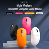 Quatre souris d'ordinateur sans fil Bluetooth muettes de couleurs noir, rose-rouge, orange-jaune et blanc.