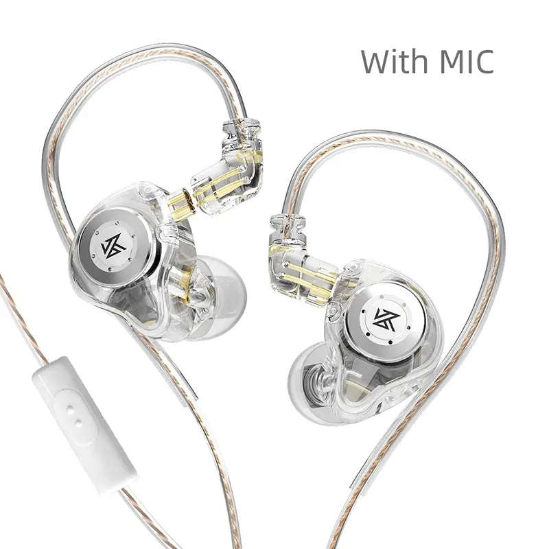 Pair of KZ EDX PRO dynamic earphones with microphone and cable
