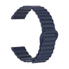 A dark blue adjustable magnetic loop watch band shown in a curved shape.