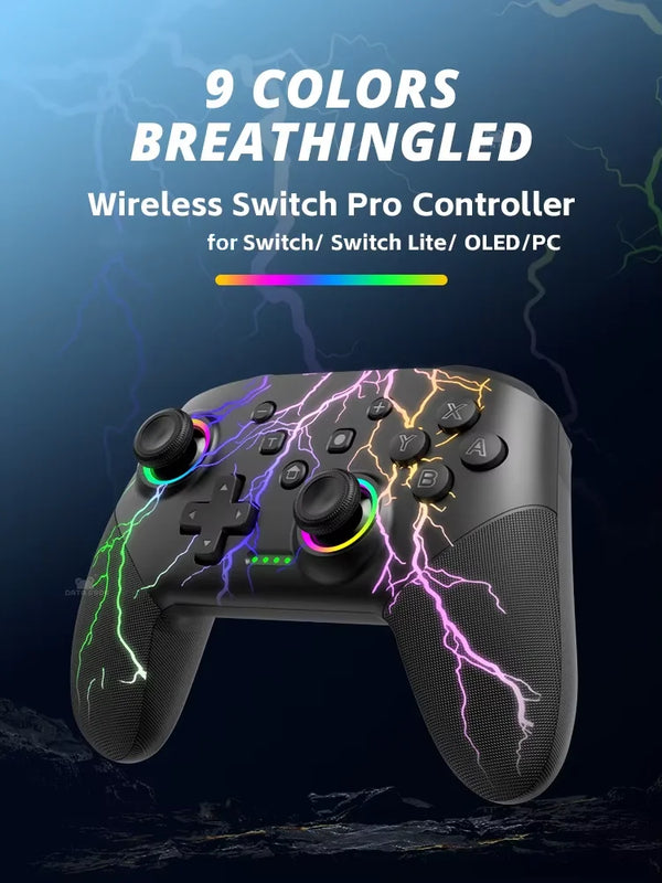 A black programmable turbo controller with purple and green lightning effects is shown against a dark background.
