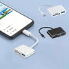 3-in-1 Type-C-Kartenleser-Gerät mit Kabel, verbunden mit Smartphone und PC