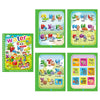 A set of six pages for children's water painting and coloring, featuring animals, letters, and numbers.