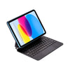 Backlit Magic Keyboard case for an iPad showing a colorful gradient display.