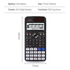 A black scientific calculator with a 10+2 digit display and various functions shown against a white background.