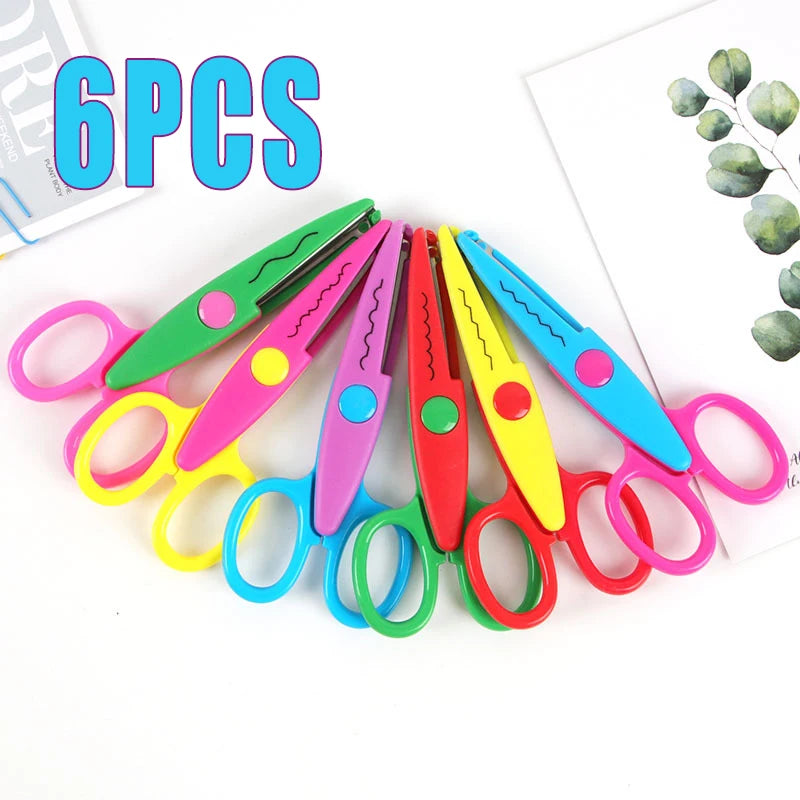 Six colorful decorative zig zag edge scissors for crafts and DIY projects