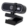 Schwarze 4K/2K USB-Webcam mit eingebautem Mikrofon, montiert auf einem Stativ.