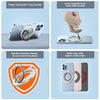 Various magnetic phone holders and stands for iPhone, including finger ring buckles, spindle protection designs, and multi-co
