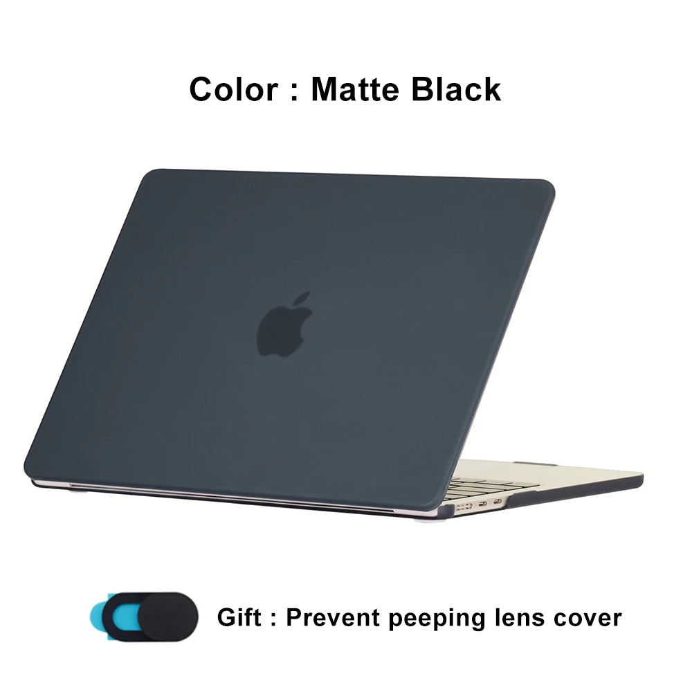 Matte black universal laptop cover for MacBook Air 15 with a prevent peeping lens cover included