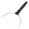 A black electric styrofoam cutting pen with a red switch and a curved metal blade.