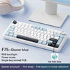 F75 Glacier blue mechanical keyboard with RGB backlight and single key slotted PCB