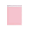 A clear pink reusable self-sealing packaging bag for gifts and shipping.