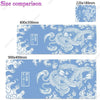 Comparison of two sizes of purple and white Japan-style gaming desk mats, 800x300mm and 900x400mm.