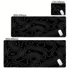 Black abstract desk mat with white contour lines for gaming and office use