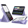A purple magnetic folio case for an iPad Air shown in multiple angles.