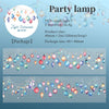Party lamp featuring colorful glass ornaments hanging from strings