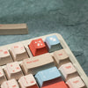 A close-up view of a set of retro AI illustrator PBT keycaps in cherry profile with dye-sublimation color variations.