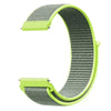 A lime green nylon loop watch strap with a silver mesh pattern shown on a white background.