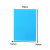 A rectangular sheet of bright blue transparent sticky note memo pad measuring 51mm by 76mm.
