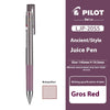 A silver and pink Pilot LJP-20S5 Juice Pen writing instrument.