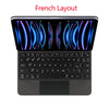 Backlit touchpad magic keyboard for iPad showing a French layout display